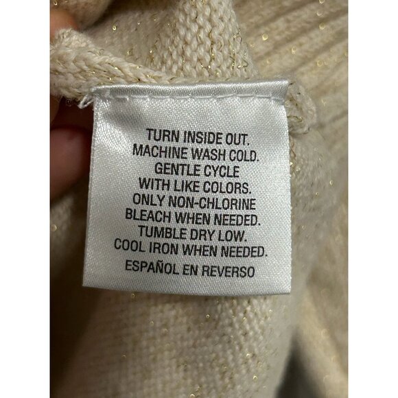 Charter Club Womens Beige Sweater V Neck Decorative Metal Closures Sz Medium - Picture 6 of 9